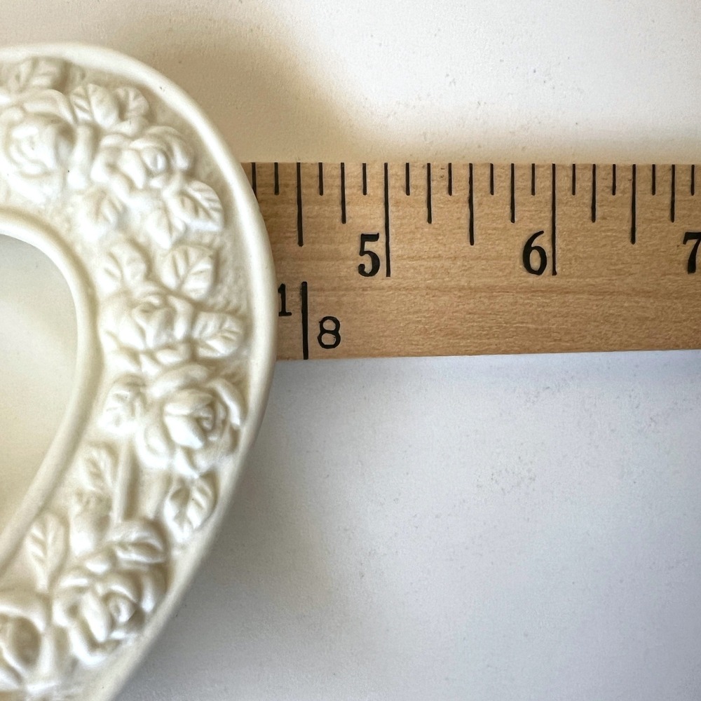 Vintage Estate Manor Porcelain Heart Photo Frame Pink Roses Floral - Picture 11 of 13